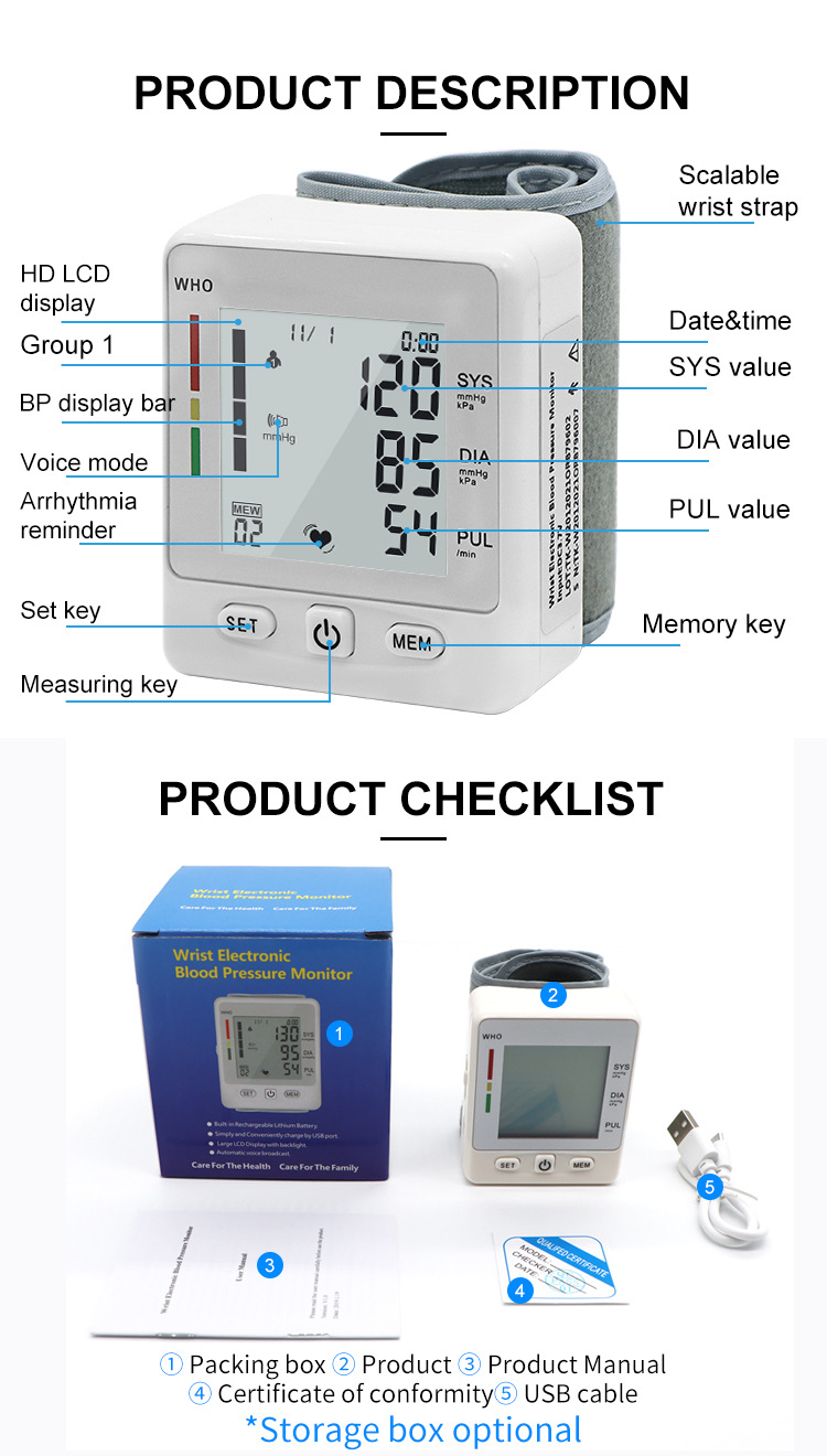Wrist Electronic Blood Pressure Monitor TK-W201 - Image 2